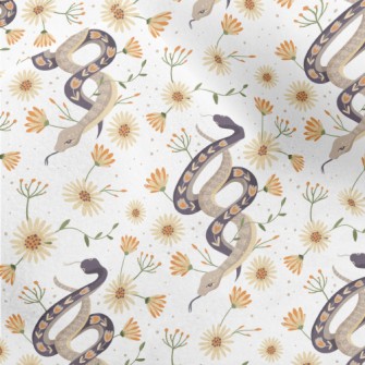 Beautiful Snake With Flowers Micro Fleece