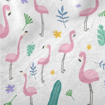 Hand Drawn Cartoon Flamingo Minky