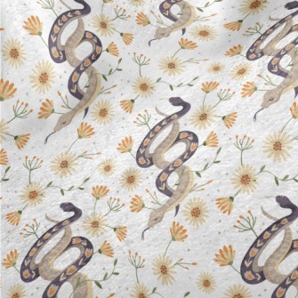 Beautiful Snake With Flowers Minky