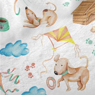 Happy Puppy Playing With Kite Minky