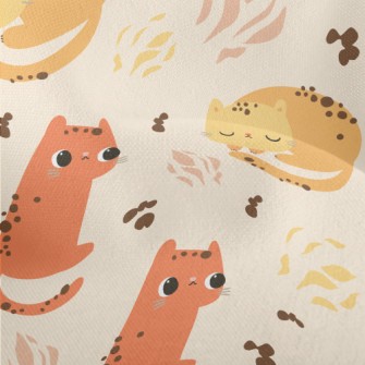 Orange Cartoon Cat Lightweight Performance Linen