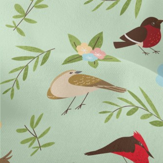 Cartoon Bird Encyclopedia Lightweight Performance Linen