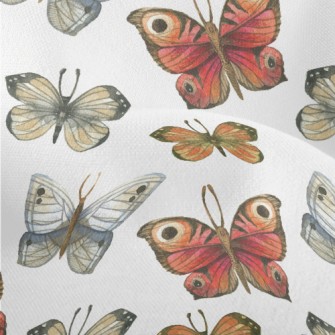 Beautiful Hand Drawn Butterfly Lightweight Performance Linen