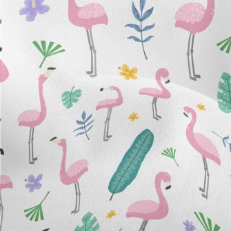 Hand Drawn Cartoon Flamingo Lightweight Performance Linen