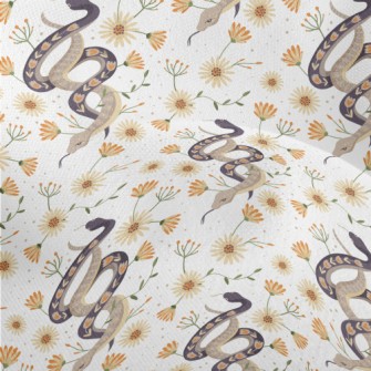 Beautiful Snake With Flowers Lightweight Performance Linen