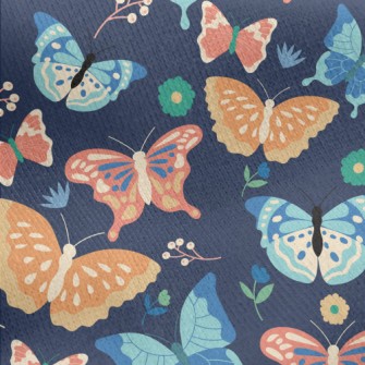 Colorful Cartoon Butterfly Jersey Backed Fleece