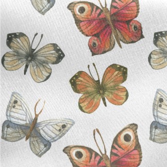Beautiful Hand Drawn Butterfly Jersey Backed Fleece