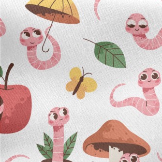 Smart Cartoon Earthworm Jersey Backed Fleece