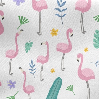 Hand Drawn Cartoon Flamingo Jersey Backed Fleece