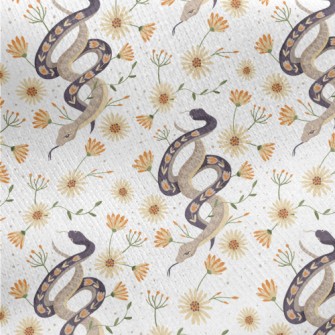Beautiful Snake With Flowers Jersey Backed Fleece