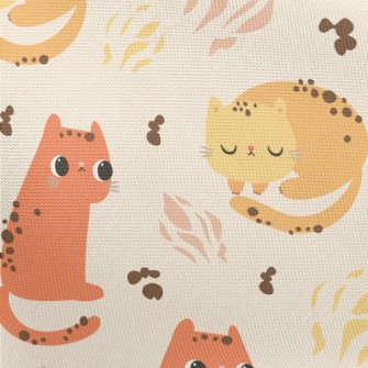 Orange Cartoon Cat Pongee