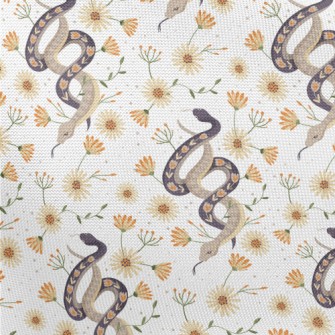 Beautiful Snake With Flowers Pongee