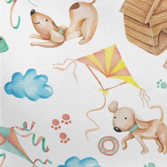 Happy Puppy Playing With Kite Pongee
