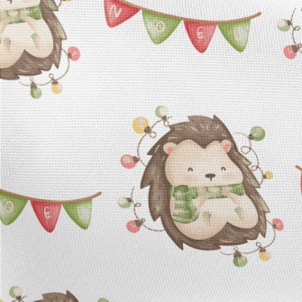 Hand Drawn Christmas Hedgehog Pongee
