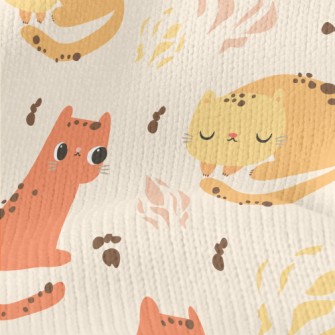 Orange Cartoon Cat Stretch Jersey