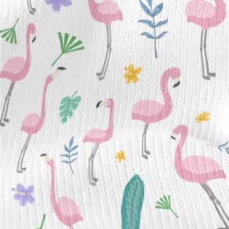 Hand Drawn Cartoon Flamingo Stretch Jersey