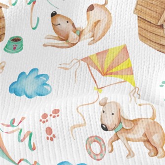Happy Puppy Playing With Kite Stretch Jersey
