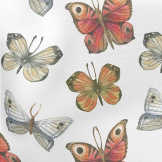 Beautiful Hand Drawn Butterfly Lightweight Cotton Poplin