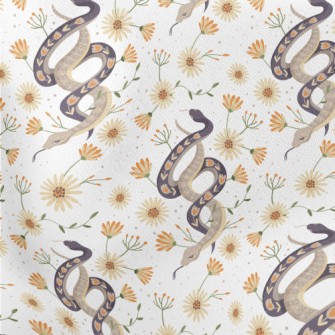 Beautiful Snake With Flowers Lightweight Cotton Poplin