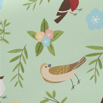 Cartoon Bird Encyclopedia Midweight Cotton Poplin