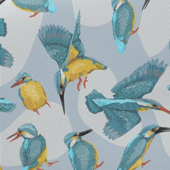 Cartoon Common Kingfisher Midweight Cotton Poplin