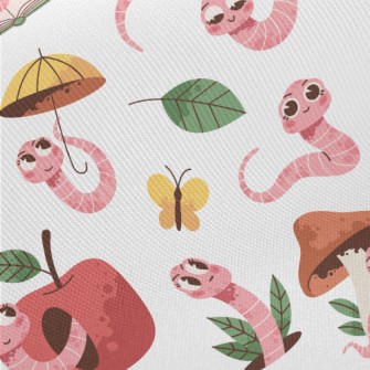 Smart Cartoon Earthworm Midweight Cotton Poplin