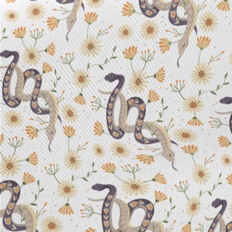 Beautiful Snake With Flowers Midweight Cotton Poplin