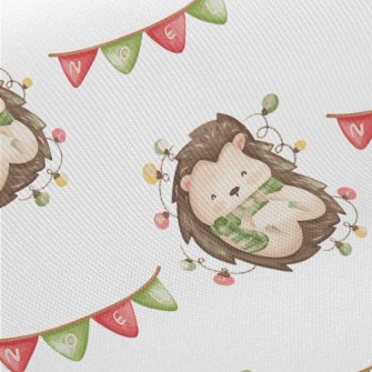 Hand Drawn Christmas Hedgehog Midweight Cotton Poplin