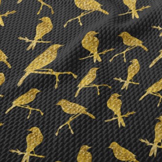 Gold Glitter Bird Silhouette Birdseye Piqué