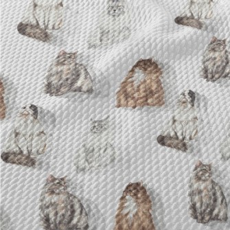 Beautiful Watercolor Pet Cat Birdseye Piqué