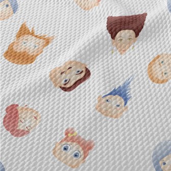 Cartoon Different Faces Birdseye Piqué