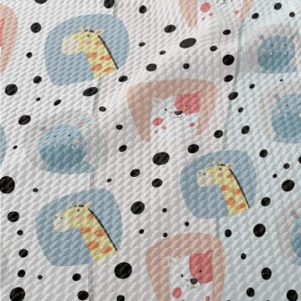 Cute Animal Decoration Birdseye Piqué