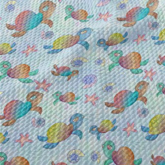Colorful Hand Drawn Turtle Birdseye Piqué