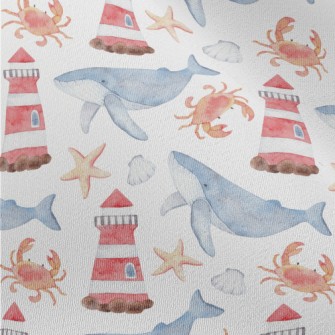 Watercolor Lighthouse And Whal Chiffon
