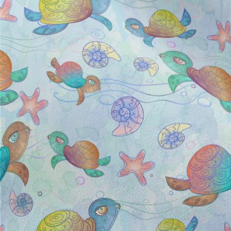 Colorful Hand Drawn Turtle Chiffon