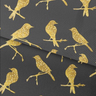 Gold Glitter Bird Silhouette Waterproof Oxford