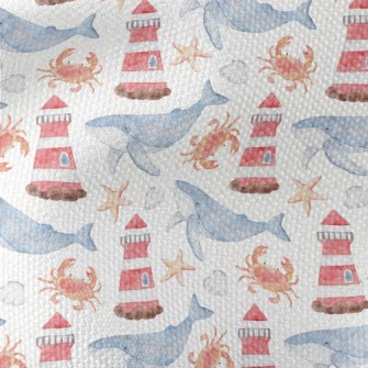Watercolor Lighthouse And Whal Waterproof Canvas