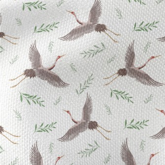 Cartoon Crane With Leaves Waterproof Canvas