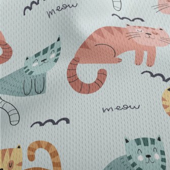 Colorful Cartoon Cat Athletic Mesh Flat Back