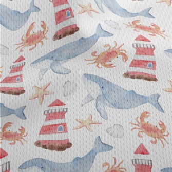 Watercolor Lighthouse And Whal Athletic Mesh Flat Back