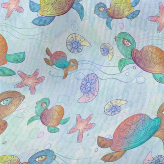 Colorful Hand Drawn Turtle Terry
