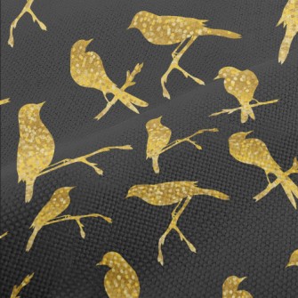 Gold Glitter Bird Silhouette Performance Linen