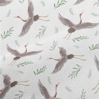 Cartoon Crane With Leaves Performance Linen