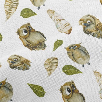 Cute Watercolor Owl Performance Linen