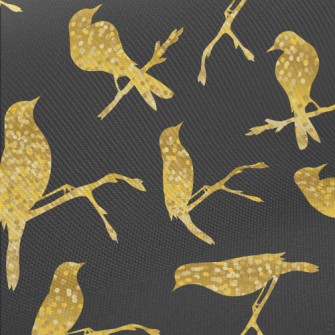Gold Glitter Bird Silhouette Twill