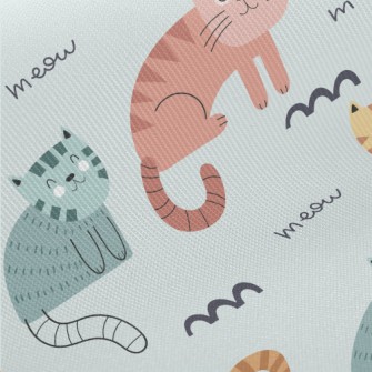 Colorful Cartoon Cat Twill