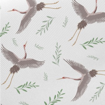 Cartoon Crane With Leaves Twill