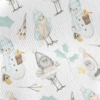 Winter Birds And Snowman Standard Corduroy