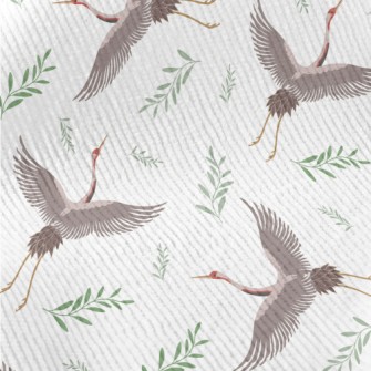Cartoon Crane With Leaves Standard Corduroy