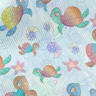 Colorful Hand Drawn Turtle Standard Corduroy